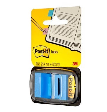 Post-it Index 680-2 Segnapagina Blu Autoadesivi Removibili e Scrivibili - 50 Pezzi - 25,4 x 43,2 mm