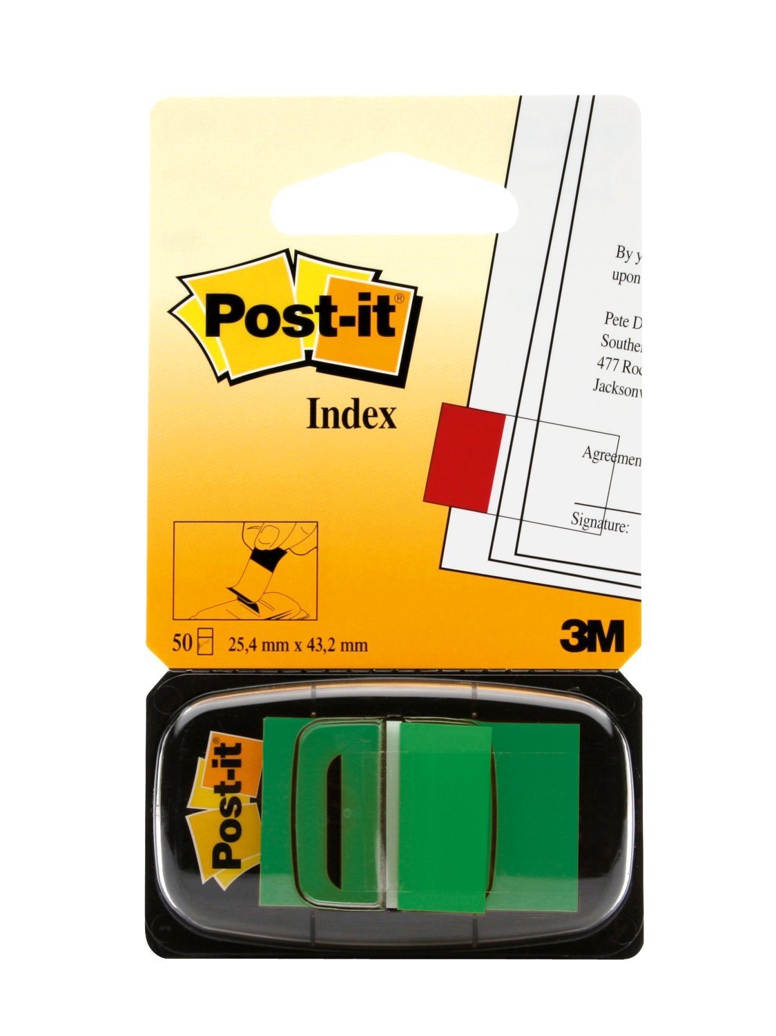 Post-it Index 680-3 Segnapagina Verde, 25.4 mm x 43.2 mm, 50 Pezzi, Autoadesivi e Scrivibili