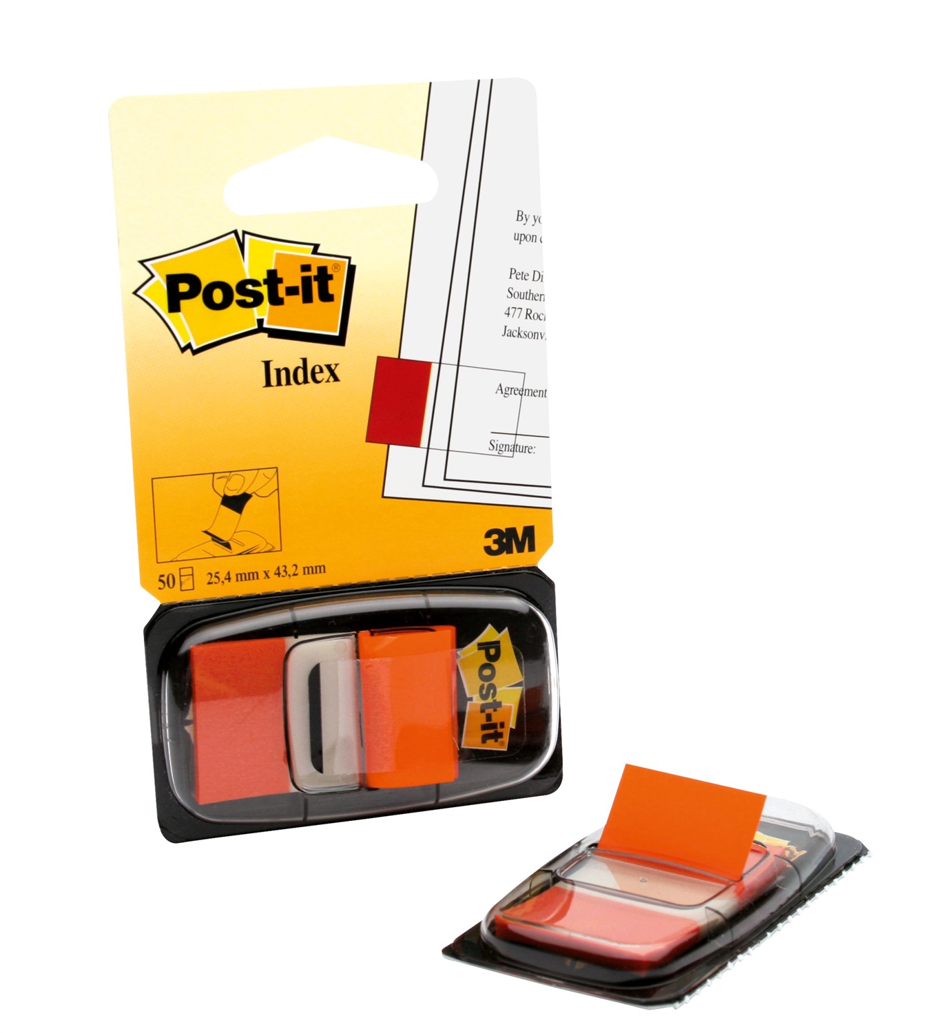 Post-it Index 680-4 Segnapagina Medium Arancio - 50 Fogli Autoadesivi, Removibili e Scrivibili - 25,4 x 43,2 mm