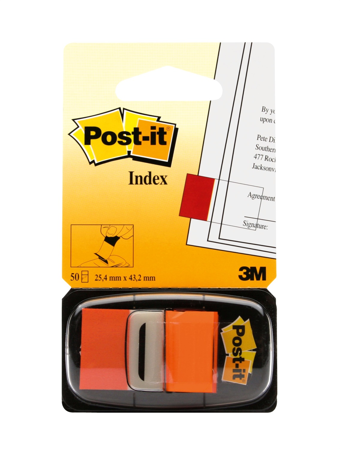 Post-it Index 680-4 Segnapagina Medium Arancio - 50 Fogli Autoadesivi, Removibili e Scrivibili - 25,4 x 43,2 mm