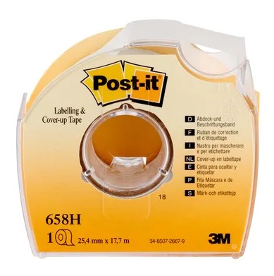 Post-it Nastro adesivo per correzione Cover Up - 658H, 25 mm x 17,7 m, in carta removibile, rimovibile e riposizionabile