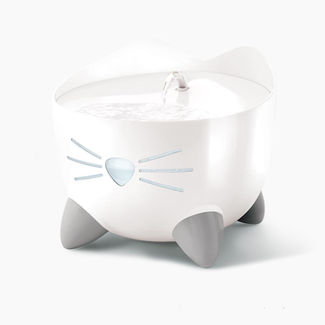 Catit Fontana d'Acqua Pixi Bianca per Gatti - Capacità 2.5L, Pompa Silenziosa, Finestra Trasparente e Allarme Basso Livello