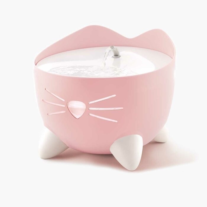 Catit PIXI Fontana Abbeveratoio per Gatti Rosa 2,5 Litri con Pompa Silenziosa e Filtrazione a Tripla Azione
