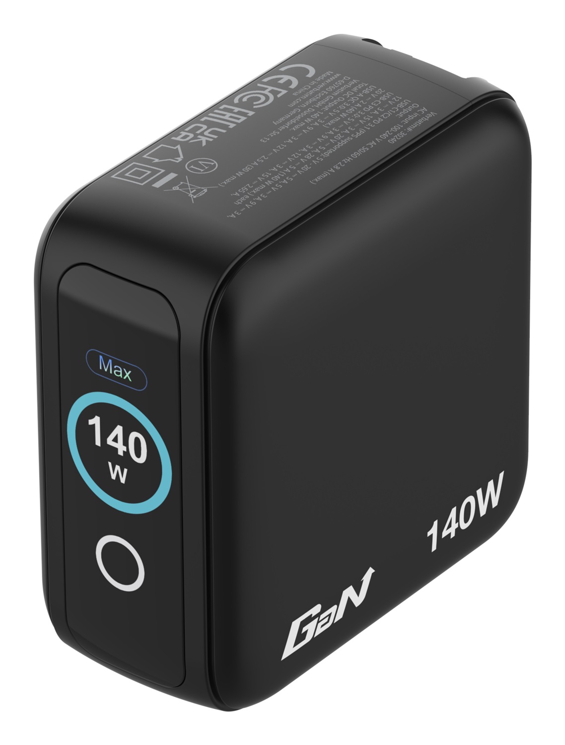 Verbatim Mini GaN Charger 140 W - Caricatore rapido con 4 porte USB-C e display per MacBook, iPad e iPhone