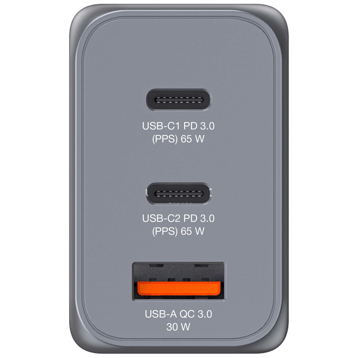 Verbatim GNC-65 Caricabatterie GaN 65W con 2 Porte USB-C e 1 Porta USB-A, Ricarica Rapida Universale, Nero/Grigio