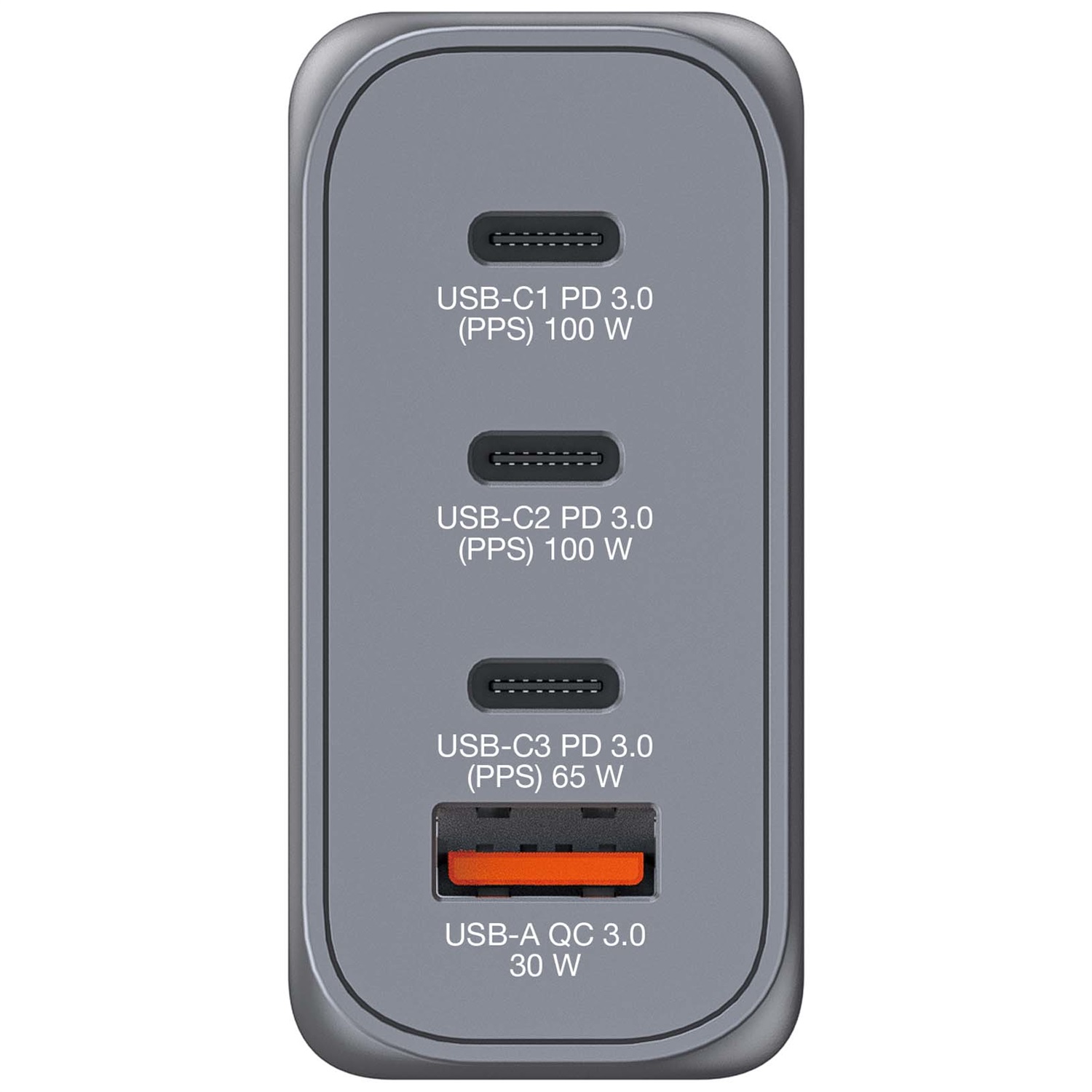 Verbatim GNC-100 GaN Charger 100W - 2x USB-C PD 100W, 1x USB-C PD 65W, 1x USB-A QC 3.0, Universale, Nero/Grigio