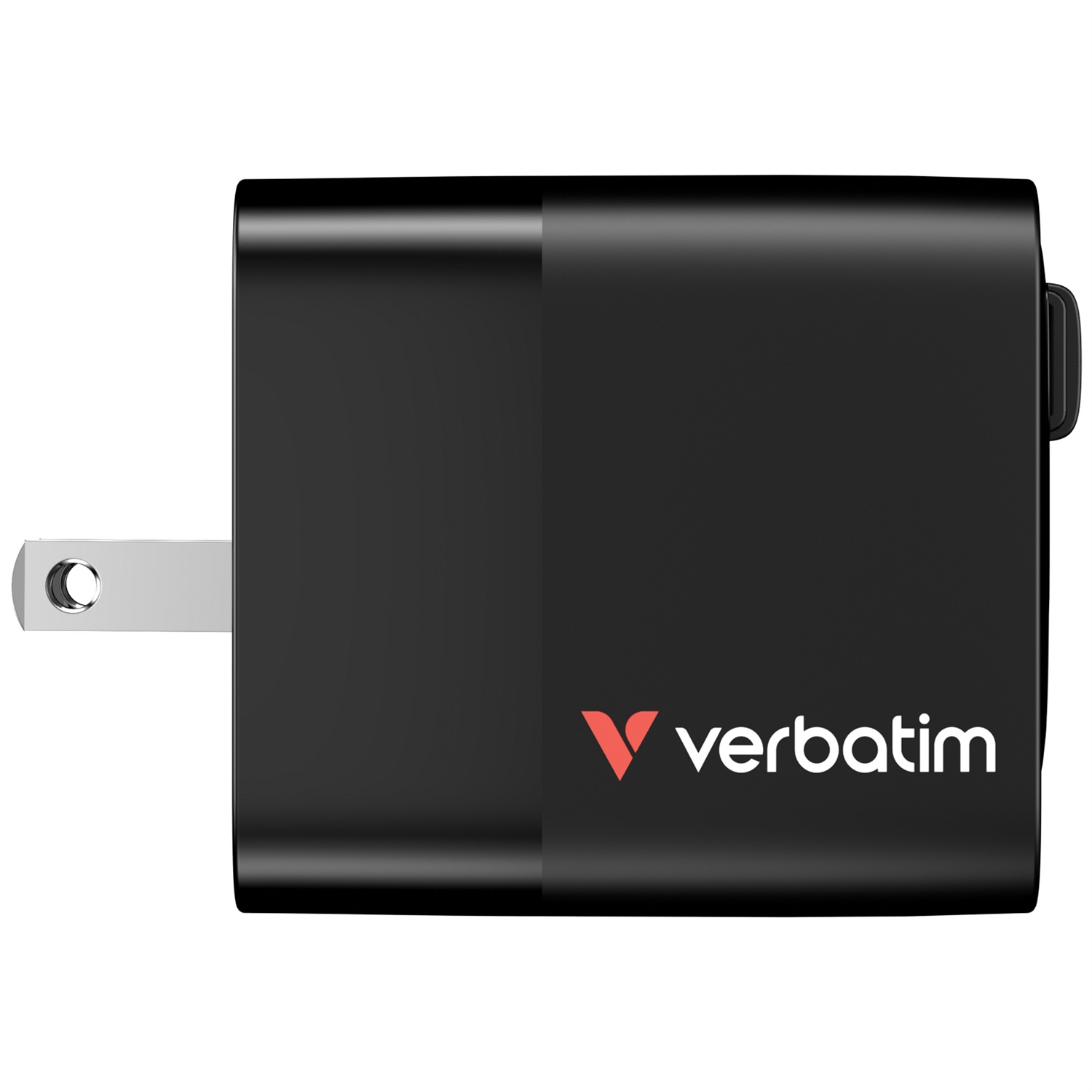 Verbatim GaN Charger 65W - Caricatore USB-C a 2 porte con cavo estraibile, adattatori EU/UK/USA, ricarica rapida