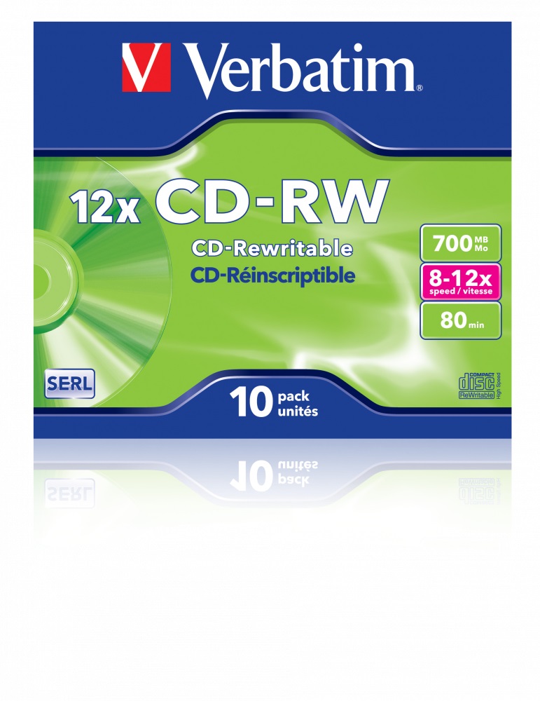 Verbatim CD-RW 700MB 12x Riscrivibili - Confezione da 10 Pz - Jewel Box