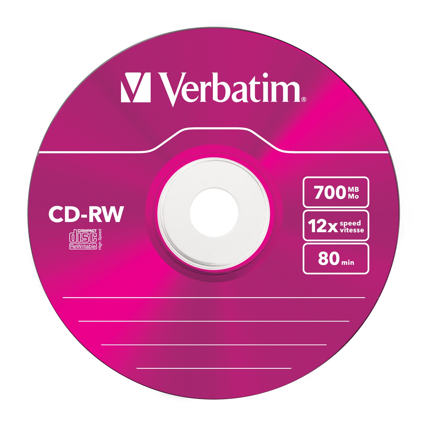 Verbatim CD-RW Riscrivibili 700MB 12x Colorati - Confezione da 5 Pezzi