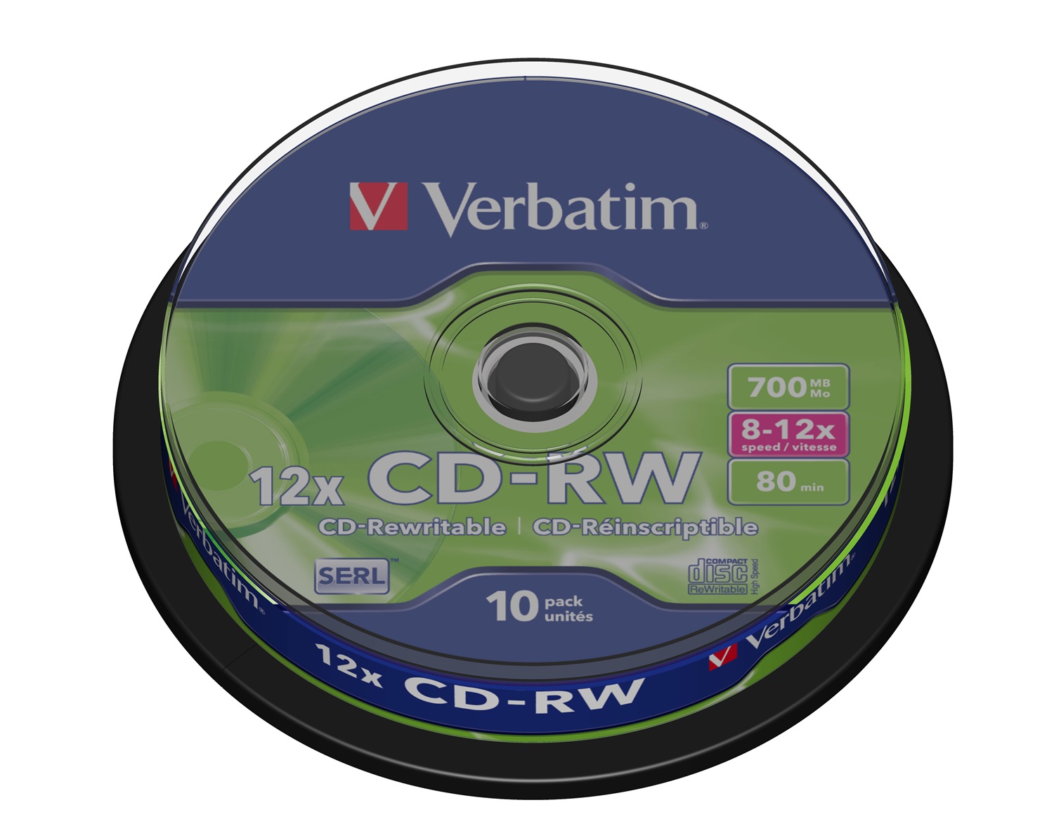 Verbatim CD-RW 700MB 12x Riscrivibili con Superficie Scratch Resistant - Confezione da 10 pezzi