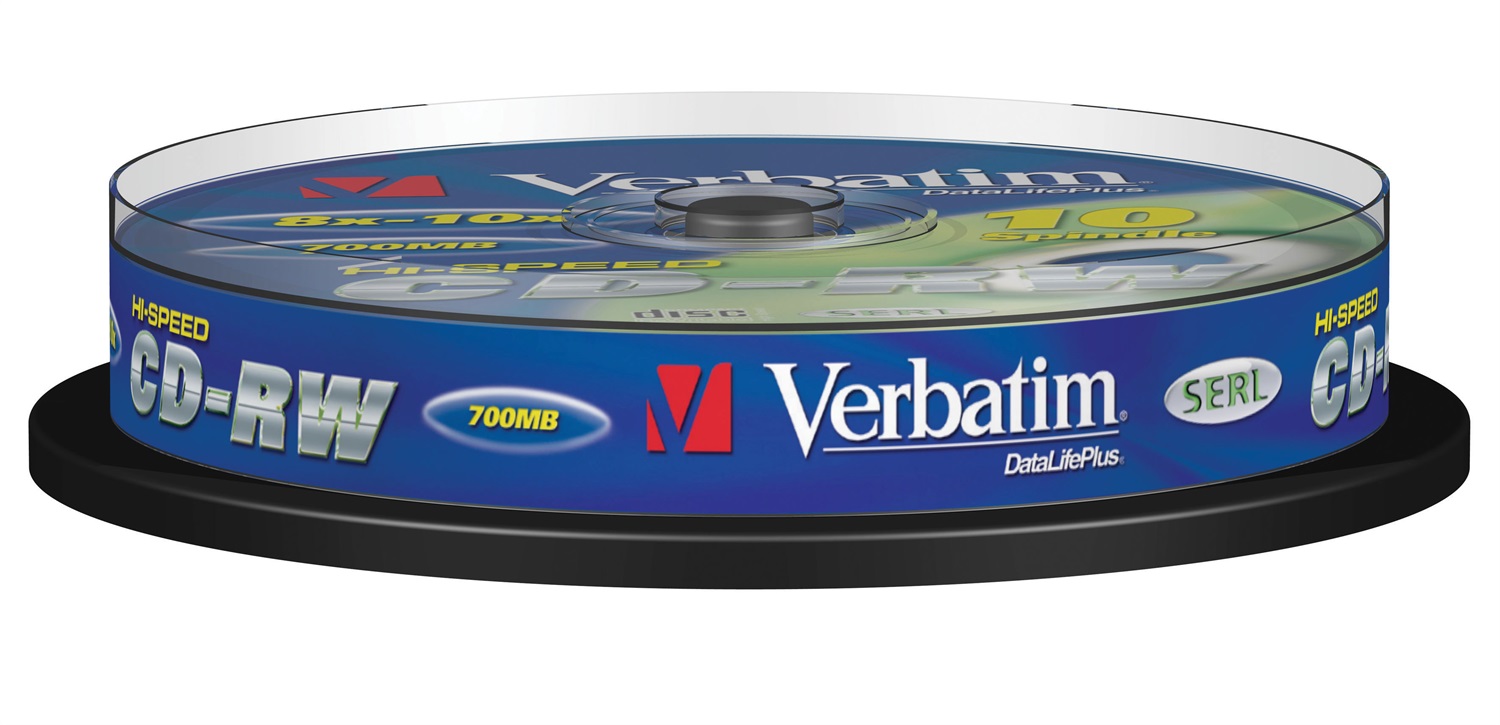 Verbatim CD-RW 700MB 12x Riscrivibili con Superficie Scratch Resistant - Confezione da 10 pezzi