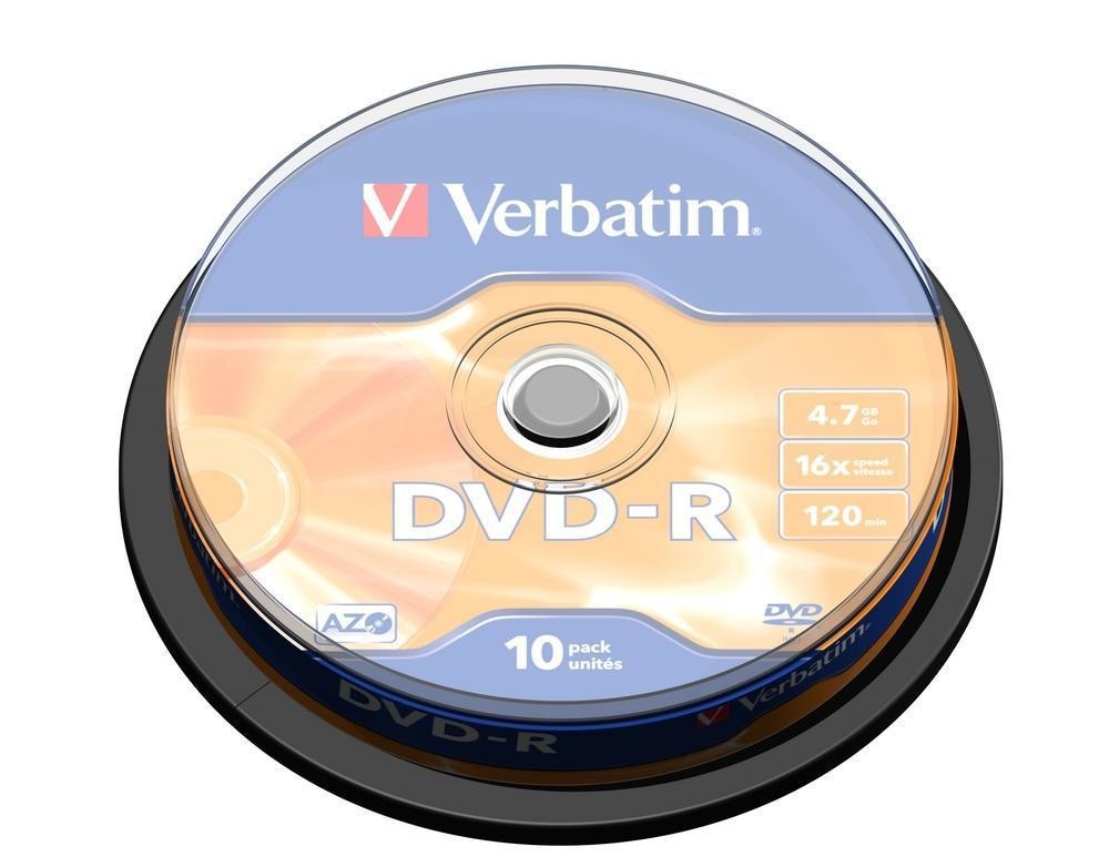 Verbatim DVD-R 4.7GB 16x - Confezione da 10 pezzi - Serigrafato - Tecnologia MKM