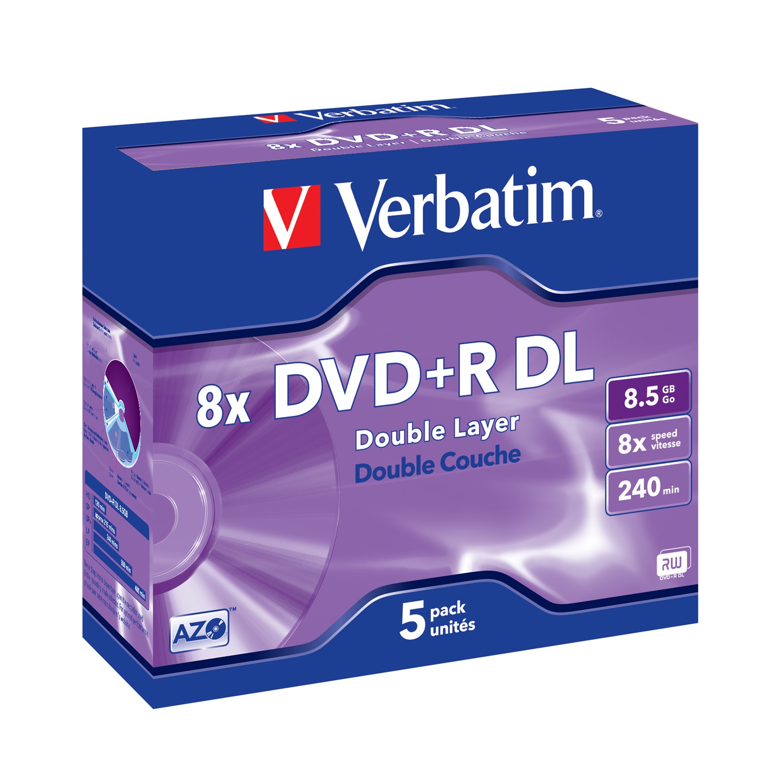 Verbatim DVD R DL 8.5GB 8x - Confezione da 5 pezzi Jewel Case
