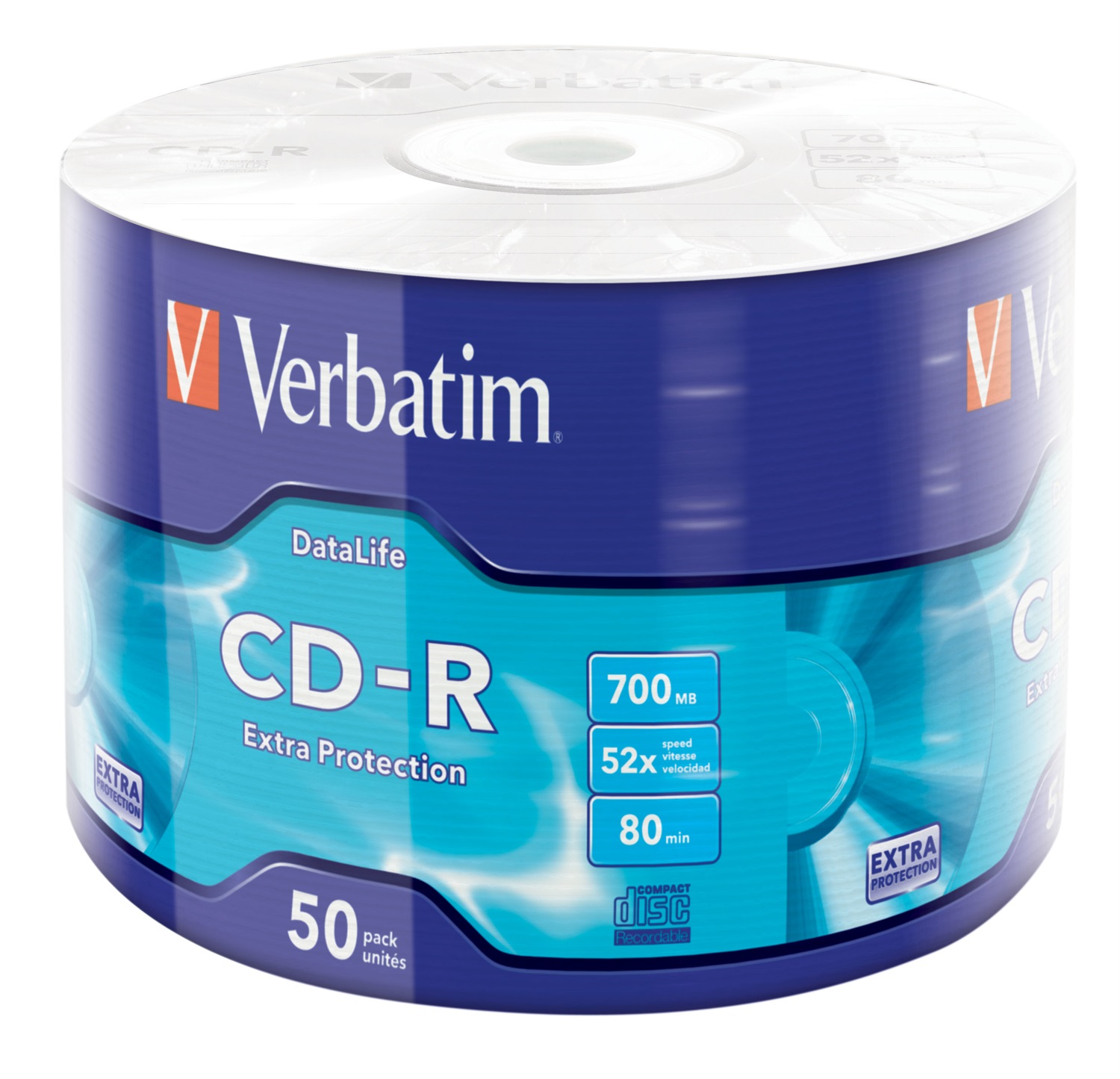 Verbatim CD-R Extra Protection 700 MB 52x - Confezione da 50 pezzi, ideale per foto e video, compatibile con tutte le unità CD