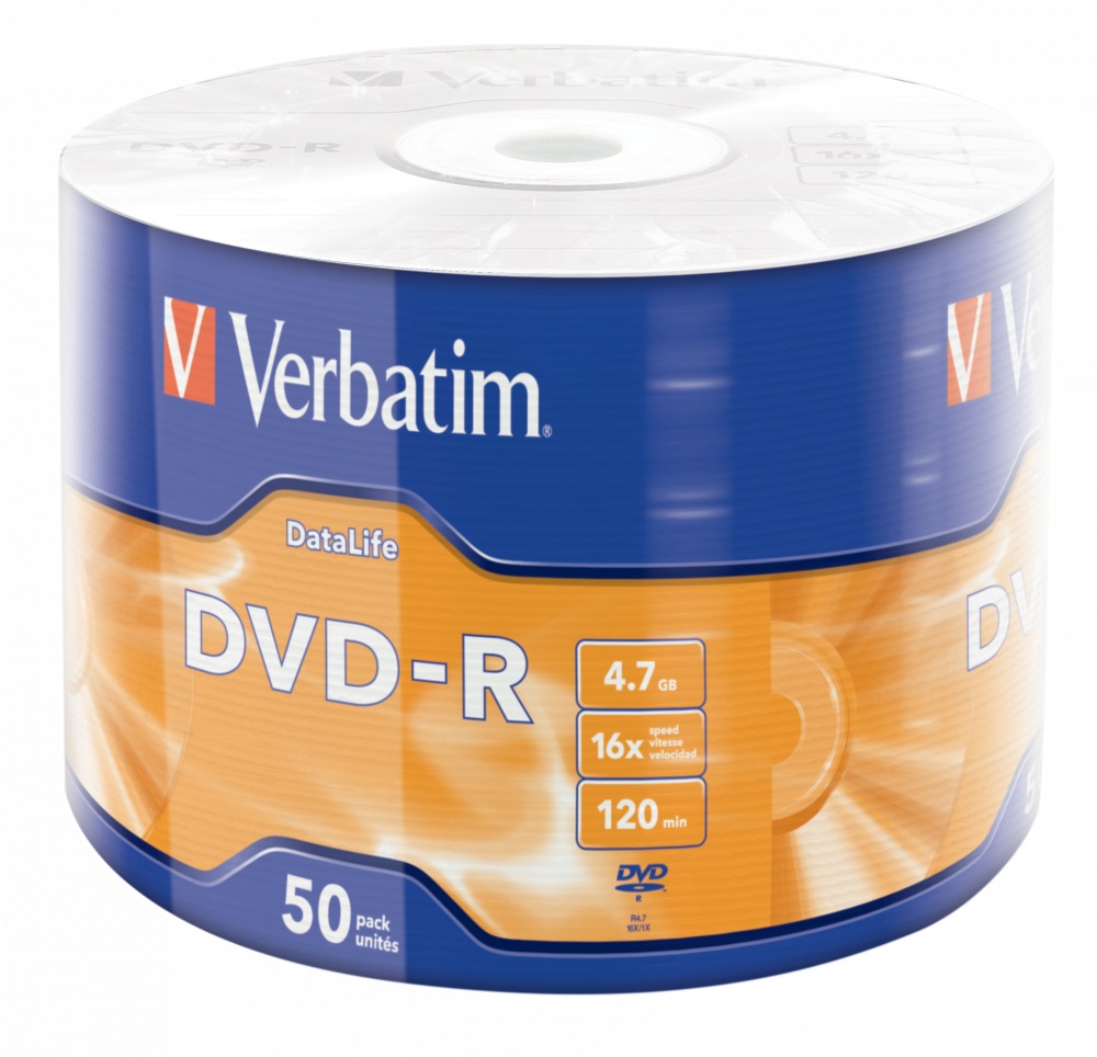 Verbatim DVD-R Data Life 4.7GB 16X Matt Silver - Confezione da 50 pz