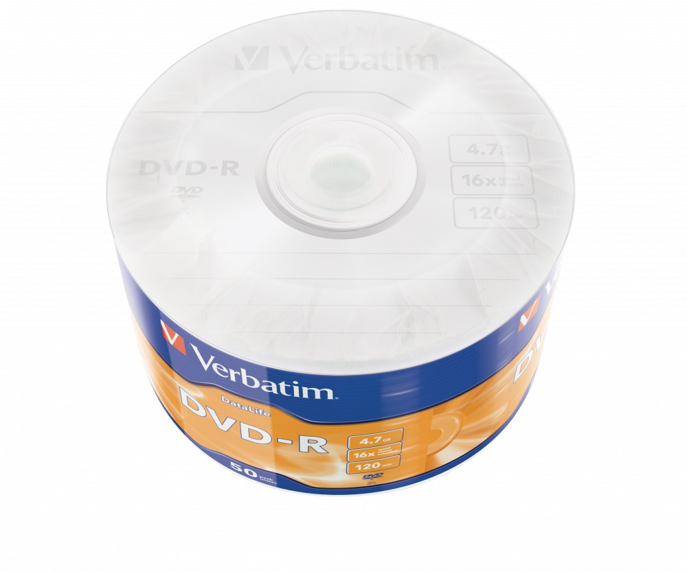 Verbatim DVD-R Data Life 4.7GB 16X Matt Silver - Confezione da 50 pz