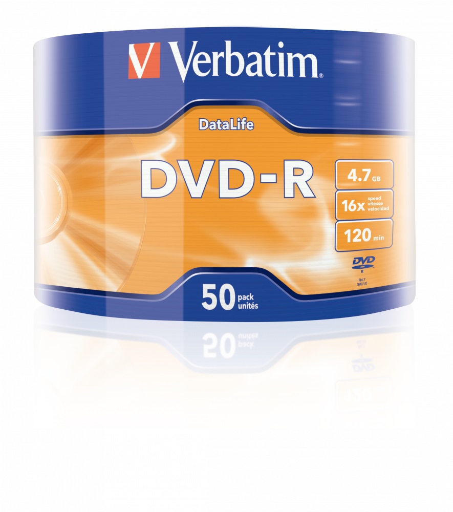 Verbatim DVD-R Data Life 4.7GB 16X Matt Silver - Confezione da 50 pz
