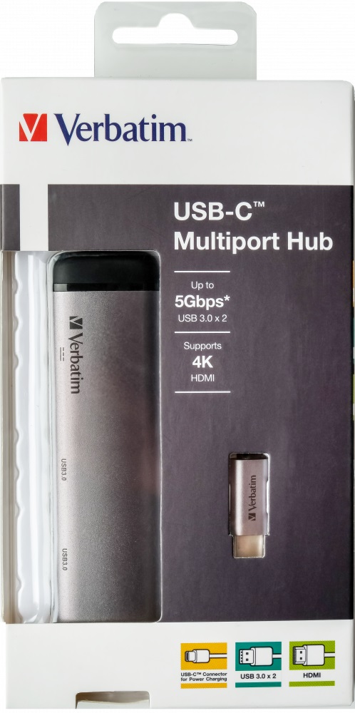 Verbatim 49140 Hub Multiporta USB-C - USB 3.2 Gen 1 (3.1 Gen 1) con 2 porte USB 3.0 e HDMI