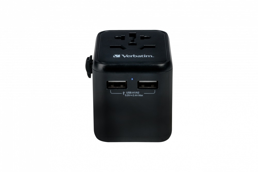 Verbatim 49543 Adattatore Universale per Presa di Corrente con 2 x USB-A - Nero