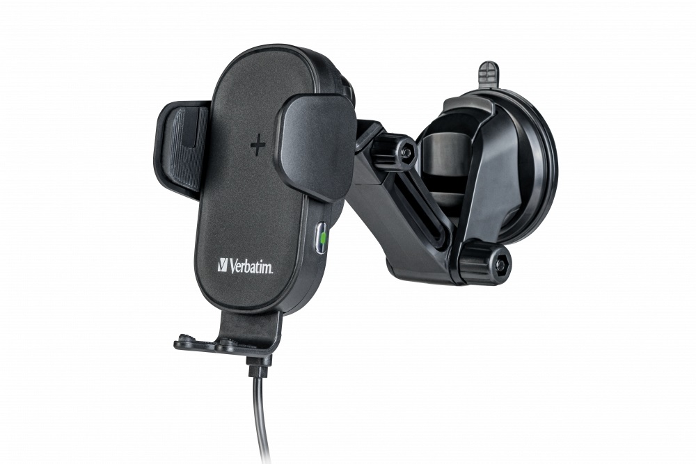Verbatim FWC-01 Caricabatterie Wireless da Auto Qi con Supporto Attivo per Smartphone - Ricarica Rapida 15W/10W/7,5W/5W