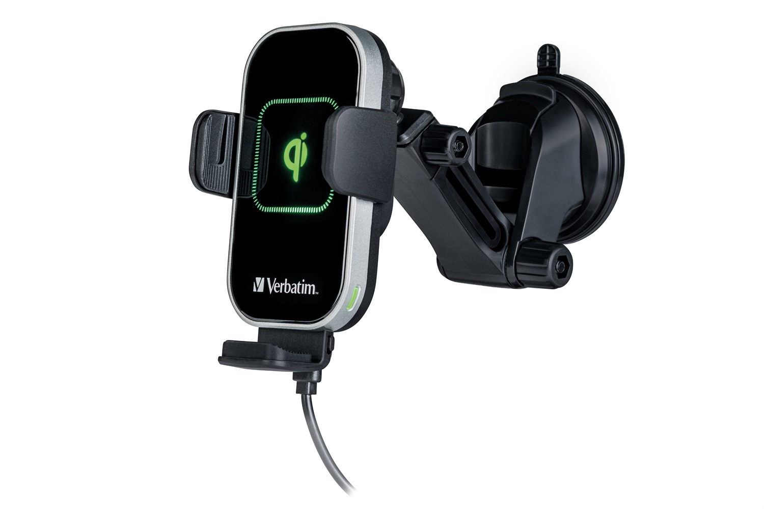 Verbatim FWC-03 Pro Caricatore Auto Wireless Qi Fast - Supporto per Telefono Cellulare, Ricarica Induttiva, Nero