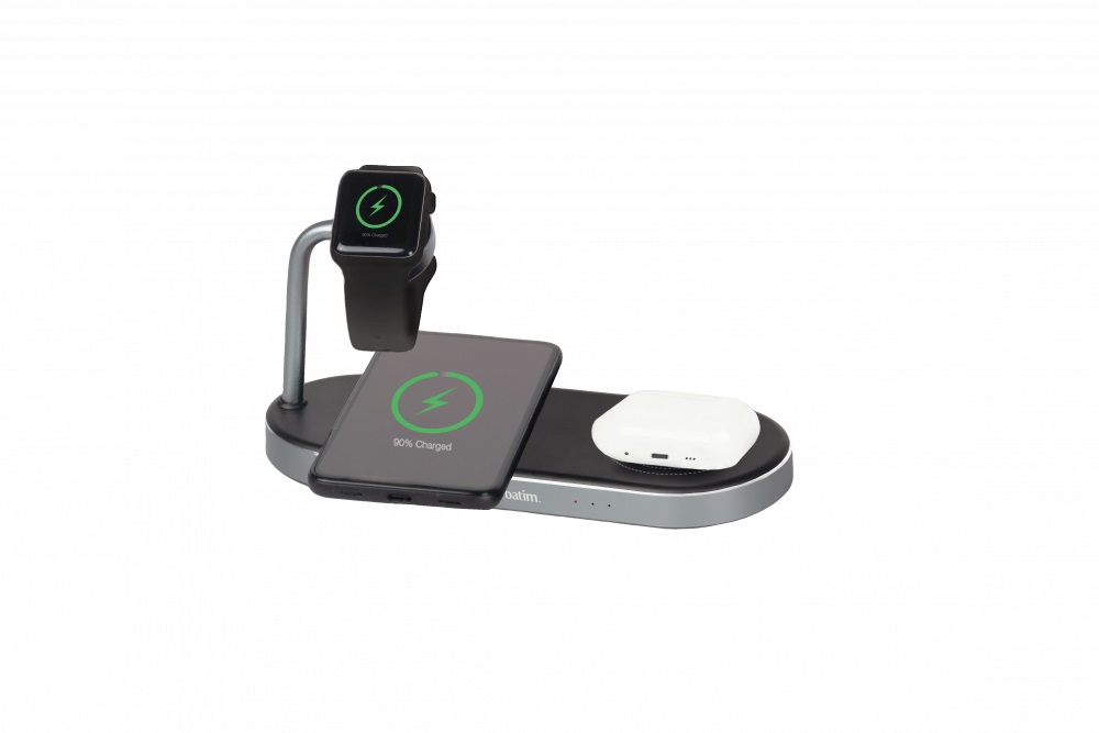 Verbatim WCS-03 Supporto di Ricarica Wireless 3-in-1 Nero - Ricarica Rapida per Apple e Apple Watch