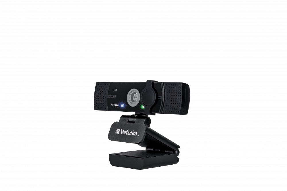 Verbatim AWC-03 Webcam 4K Ultra HD con Autofocus, Doppio Microfono e Rotazione 360°