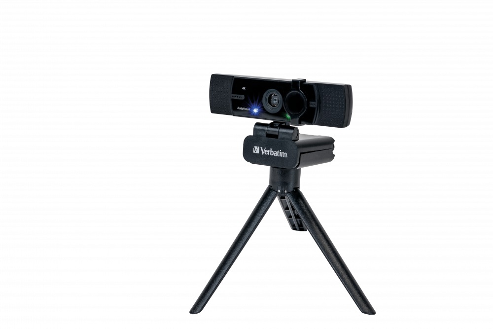 Verbatim AWC-03 Webcam 4K Ultra HD con Autofocus, Doppio Microfono e Rotazione 360°