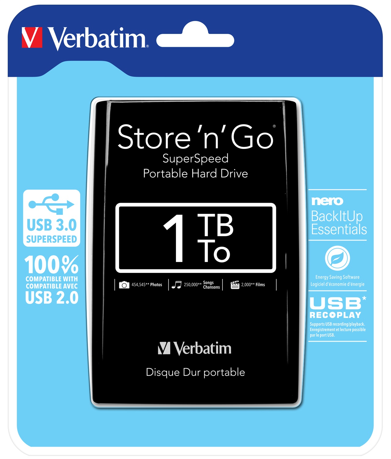 Verbatim Hard Disk Esterno Portatile Store 'n' Go 1 TB USB 3.0 Superspeed Nero - 2.5