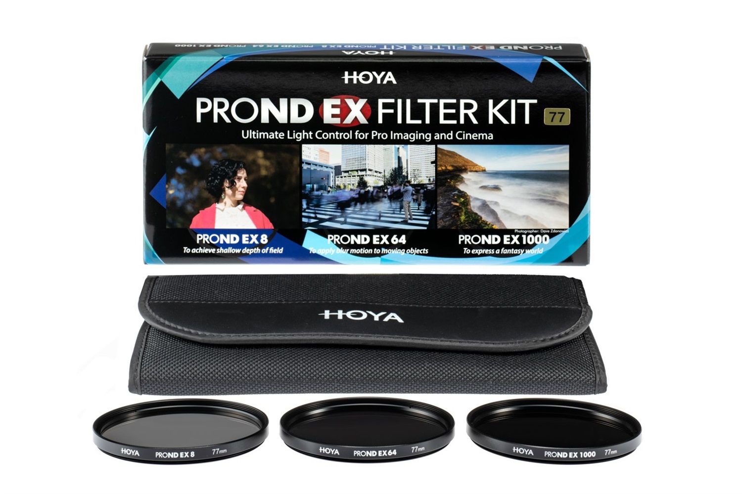Hoya Pro ND EX Filter Kit - Set di filtri a densità neutra 77mm (Pro ND8, Pro ND64, Pro ND1000)