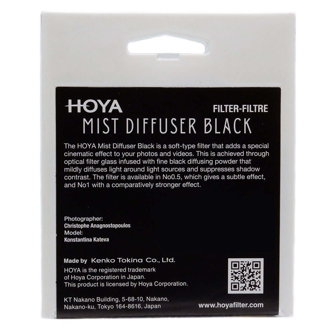 HOYA Mist Diffuser Black N°0.5 - Filtro di diffusione ø72mm per foto e video con effetto nebbia