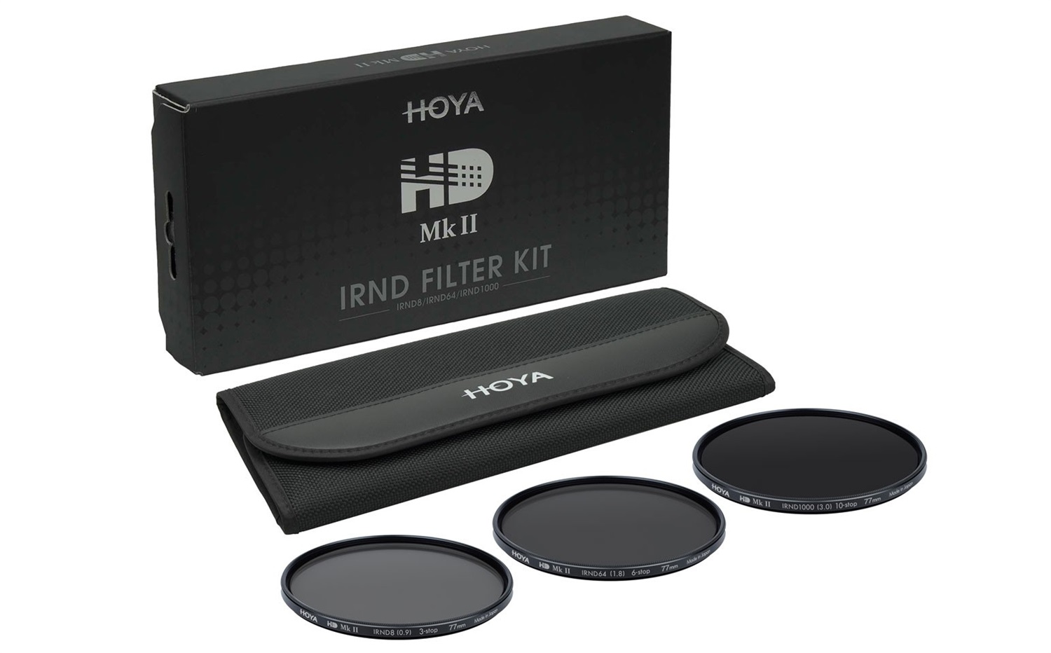 HOYA HD Mk II IRND FILTER KIT - Set di filtri grigi 82mm con IRND8, IRND64, IRND1000 e custodia