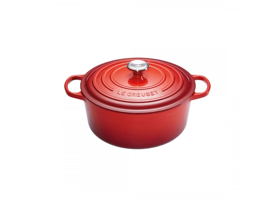 Le Creuset Cocotte Rotonda Evolution in Ghisa Vetrificata 24 cm Ciliegia - Casseruola da 4,2 litri