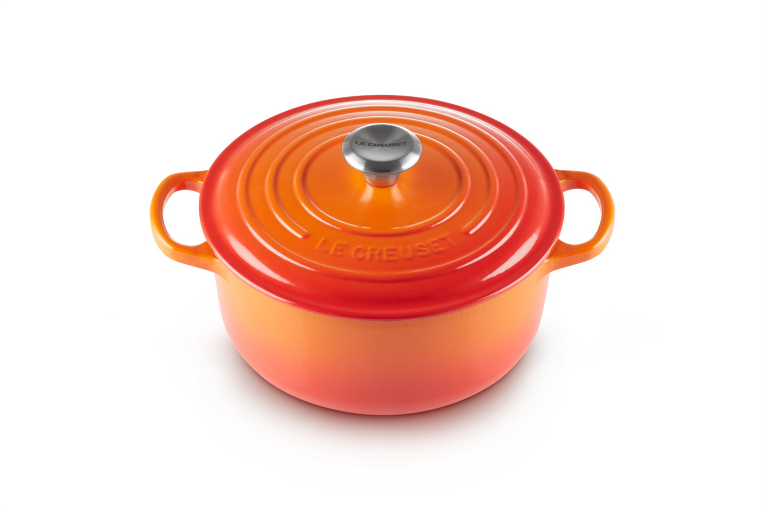 Le Creuset Cocotte Rotonda Evolution in Ghisa Vetrificata 22 cm, Arancione, 3,3 L - Perfetta per Stufati e Arrosti