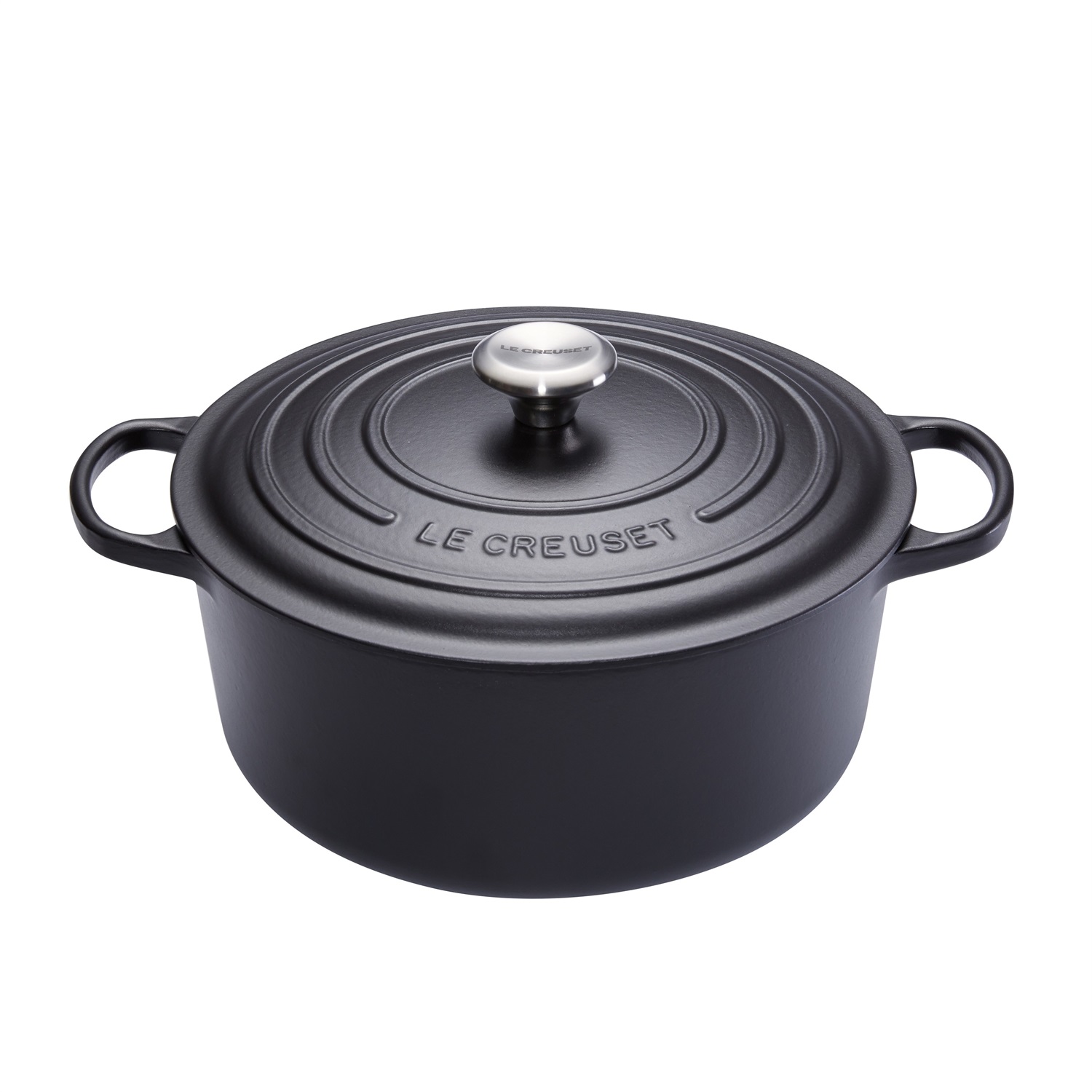 Le Creuset Cocotte Rotonda Evolution in Ghisa Vetrificata 26 cm Nero Matt con Coperchio