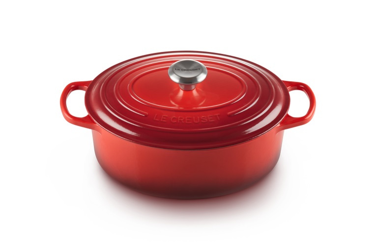 Le Creuset Cocotte Ovale Evolution in Ghisa Vetrificata 29 cm Ciliegia - Casseruola per Arrosti e Pollame