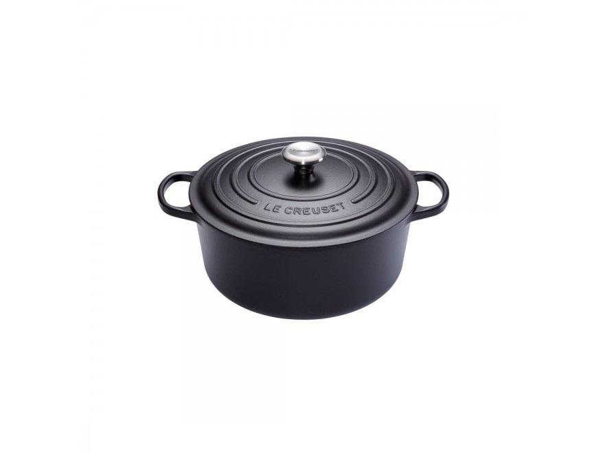 Le Creuset Cocotte Rotonda Evolution in Ghisa Vetrificata 20 cm Nero con Coperchio
