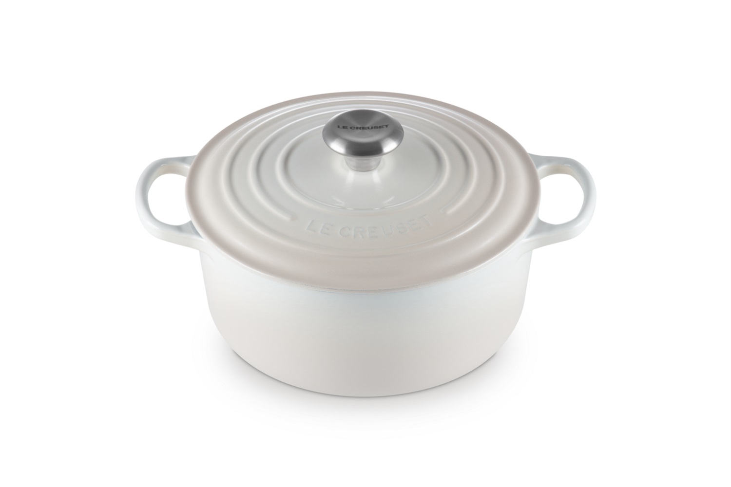 Le Creuset Cocotte Rotonda Evolution in Ghisa Vetrificata 24 cm Meringa - Capacità 4,2 L
