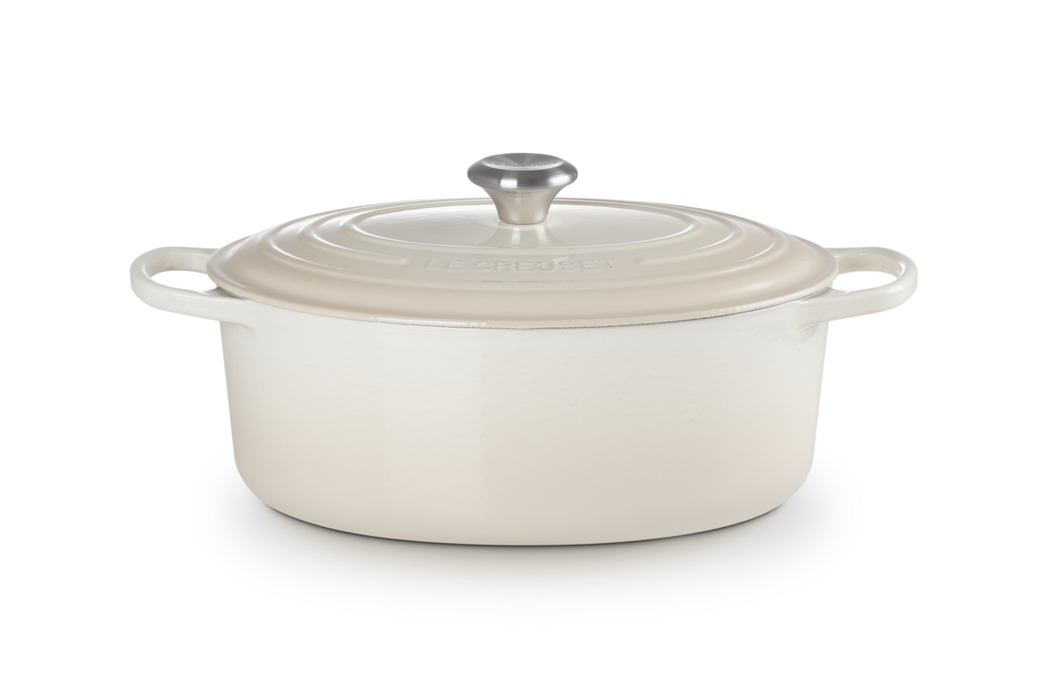Le Creuset Cocotte Ovale Evolution in Ghisa Vetrificata 31 cm Meringue - Casseruola da 6,3 L con Coperchio per Arrosti e Pollame