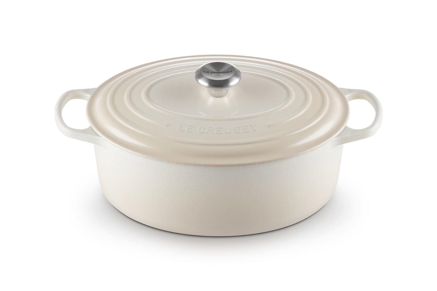 Le Creuset Cocotte Ovale Evolution in Ghisa Vetrificata 31 cm Meringue - Casseruola da 6,3 L con Coperchio per Arrosti e Pollame