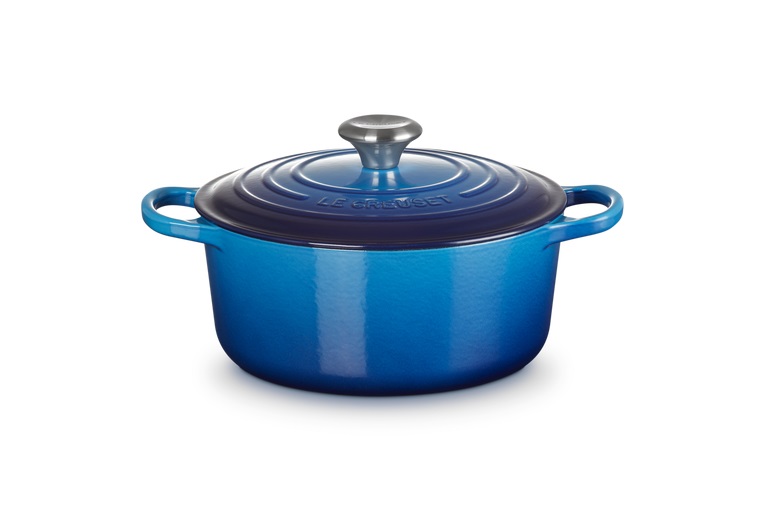 Le Creuset Cocotte Rotonda Evolution 24 cm Azzurro in Ghisa Vetrificata - Capacità 4,2 L