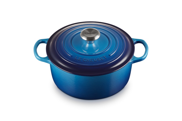 Le Creuset Cocotte Rotonda Evolution 24 cm Azzurro in Ghisa Vetrificata - Capacità 4,2 L