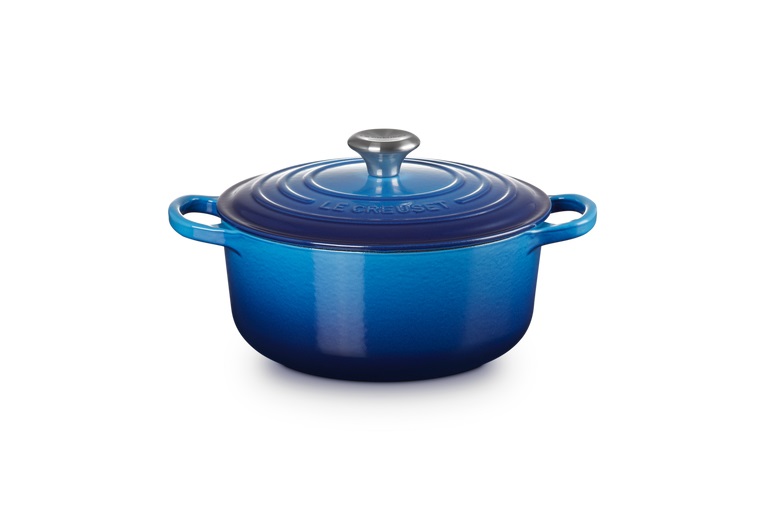Le Creuset Cocotte Rotonda Evolution in Ghisa Vetrificata 20 cm Azzurra con Coperchio - Casseruola per Arrosto e Stufati 2,4 L