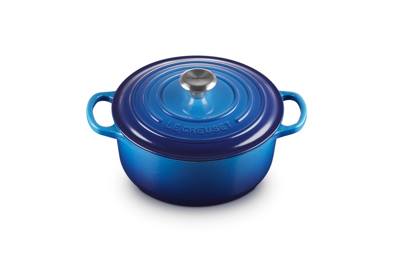 Le Creuset Cocotte Rotonda Evolution in Ghisa Vetrificata 20 cm Azzurra con Coperchio - Casseruola per Arrosto e Stufati 2,4 L