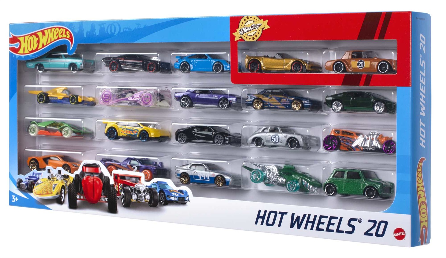 Hot Wheels H7045 Playset di Veicoli - Set di 20 Modelli Assortiti in Metallo e Plastica, Colori Multicolore, Età Consigliata 3