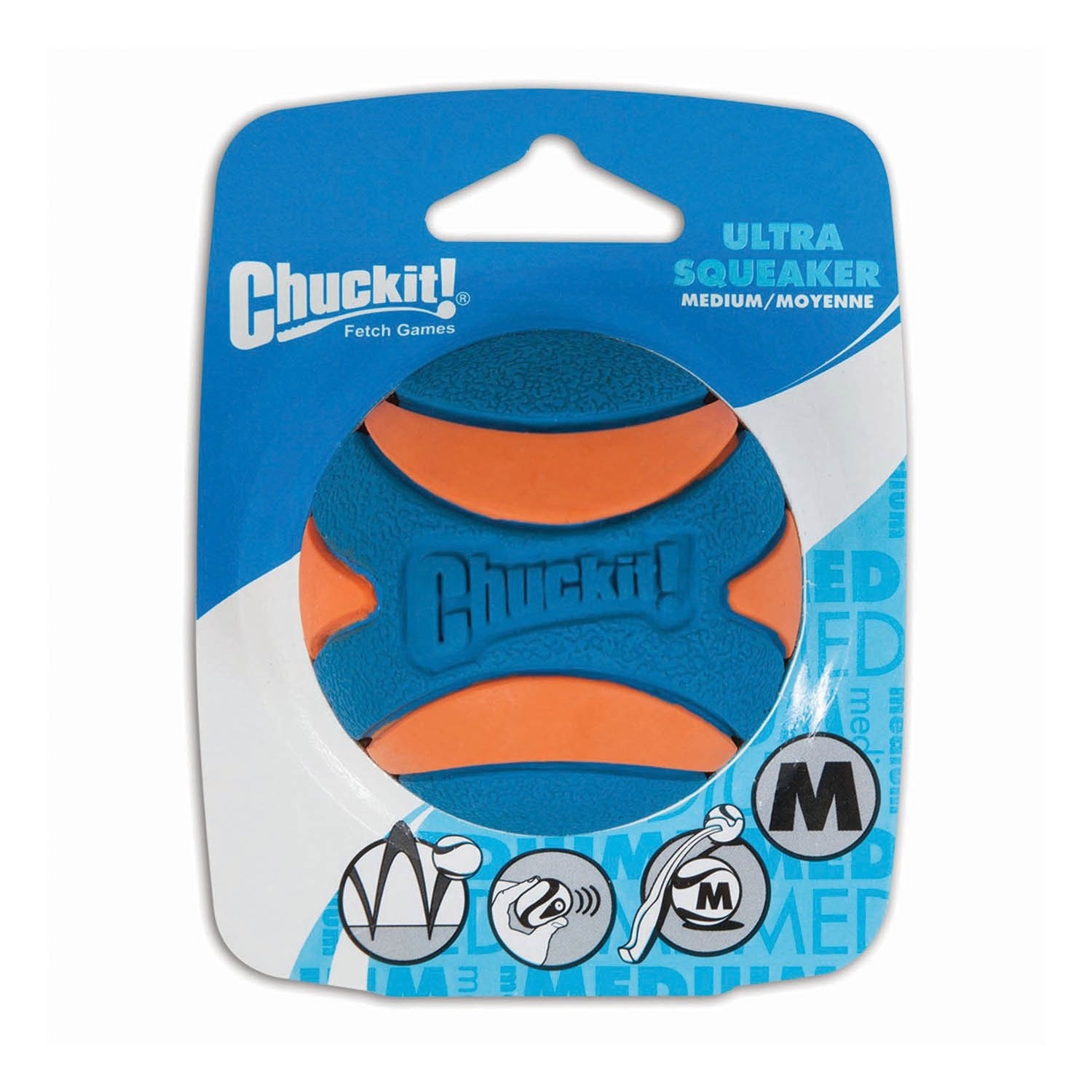 Chuckit! Ultra Squeaker Ball per cani - Palla in gomma resistente Ø 6,4 cm, squittisce e compatibile con lanciatori