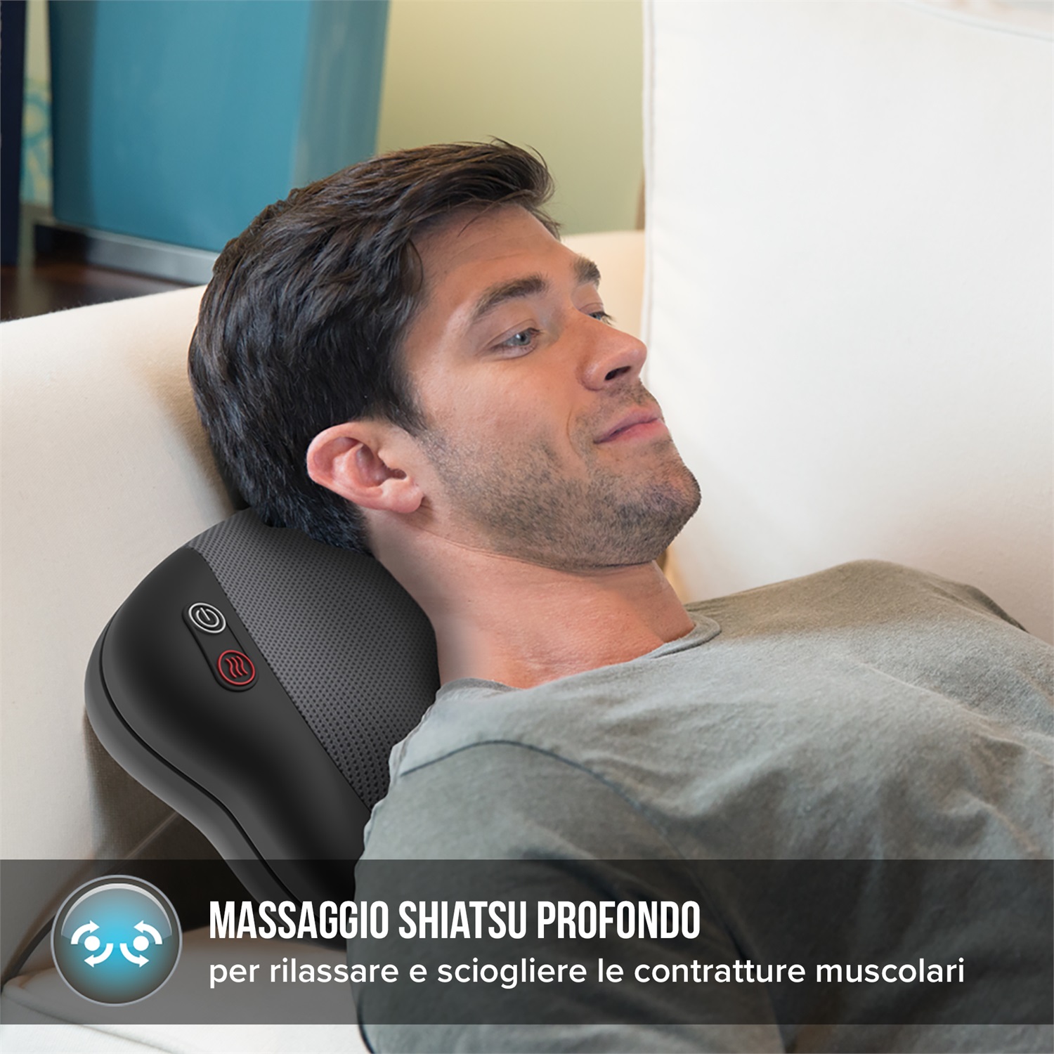 HoMedics Cuscino Massaggiante Shiatsu Elettrico con Funzione di Riscaldamento, per Collo, Spalle, Schiena, Zona Lombare e Gambe, Nero