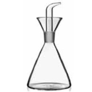 Bormioli Luigi 10030/01 Oliera/Acetiera Conica 250 ml in Vetro Borosilicato Trasparente con Doppia Parete Termica e Beccuccio Dosatore