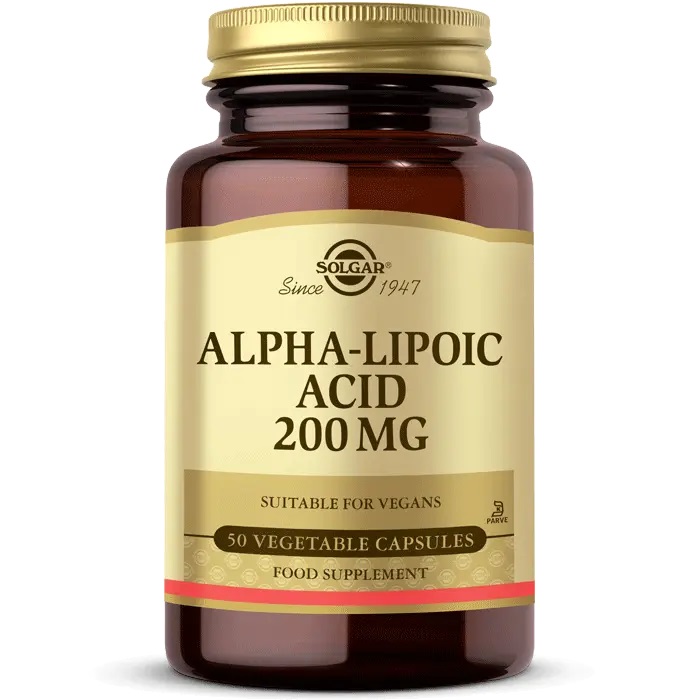Solgar Acido Alfa Lipoico 200 mg - 50 Capsule Vegetali Antiossidante e Supporto per Diabete
