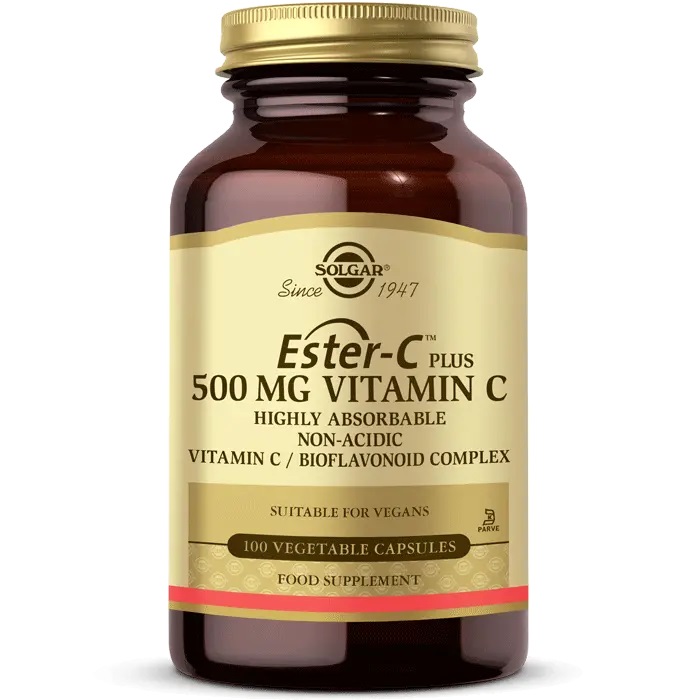 Solgar Ester-C Plus 500 mg - Integratore Alimentare in Capsule Vegetali, 100 Capsule, Vitamina C Brevettata con Elevata Biodisponibilità